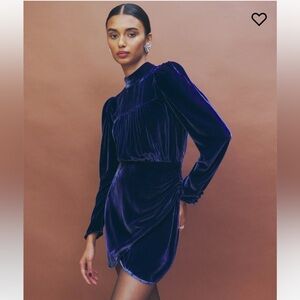 Reformation Luxe Velvet Mini Dress in Rich Blue
